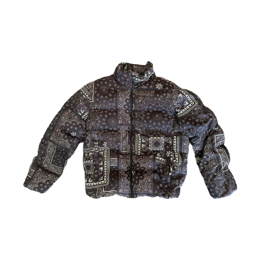 Maison‎ Article Jacket Men Brown Paisley Patchwork Puffer Gorpcore Medium